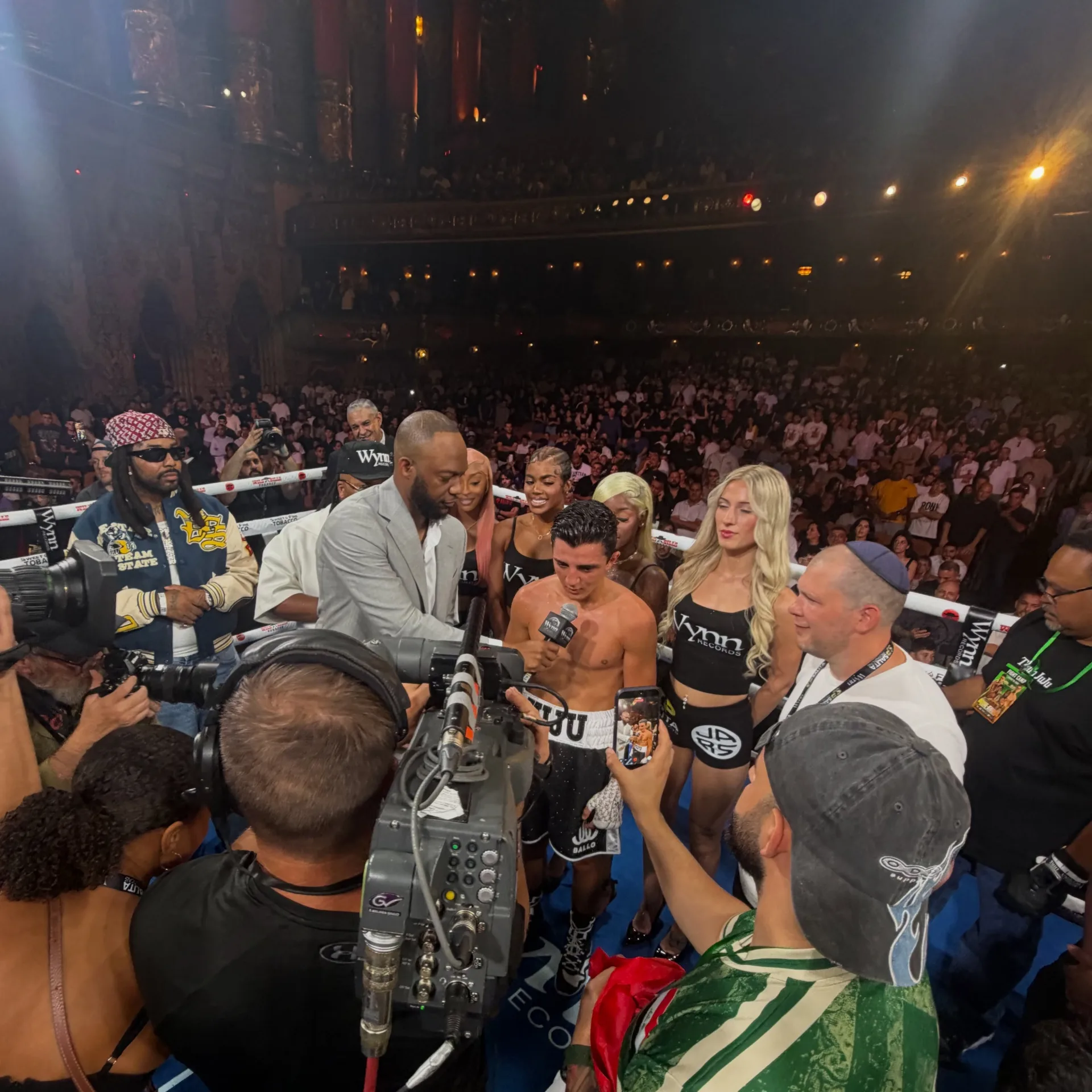 Julius Ballo interviewed in the ring after his win at the Fox Theatre, Detroit